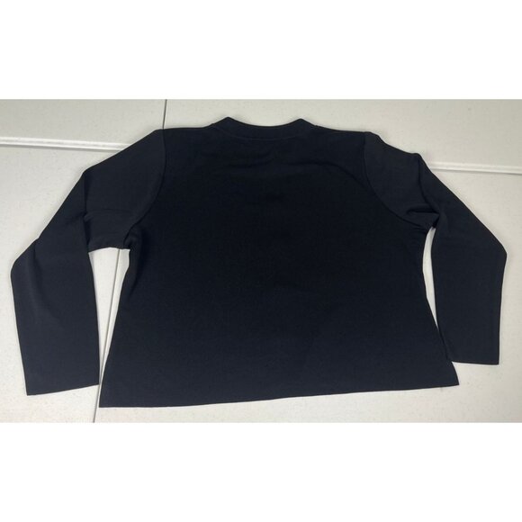 Exclusively Misook Button Up Cardigan Sweater Women L Black Acrylic V-Neck Fall - Picture 4 of 4